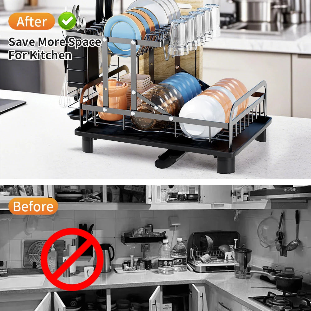 Tier Dish Drainer Rack - Dish Rack Utensil