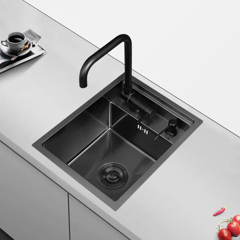 Nano Hidden Bar Sink Black Folding Faucet Silvery