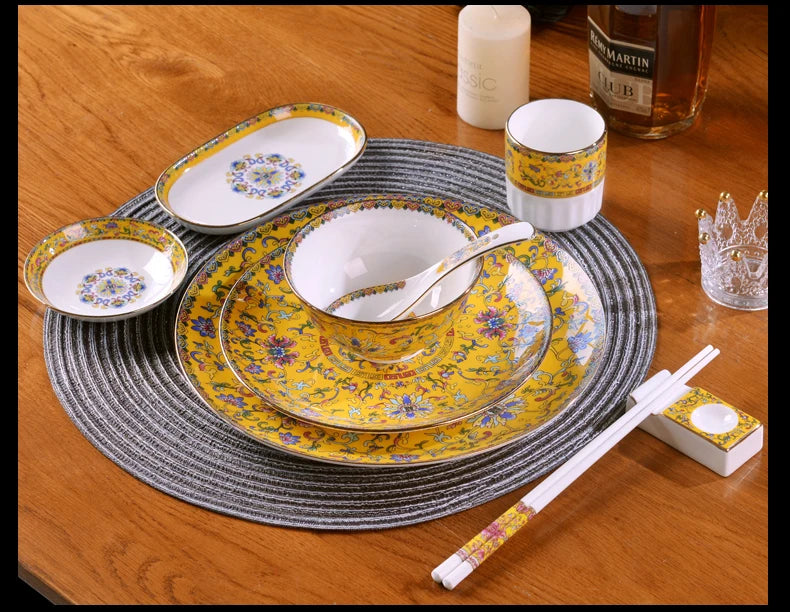 Jingdezhen Ceramic Bowl Dish Tableware Combination Palace Chinese