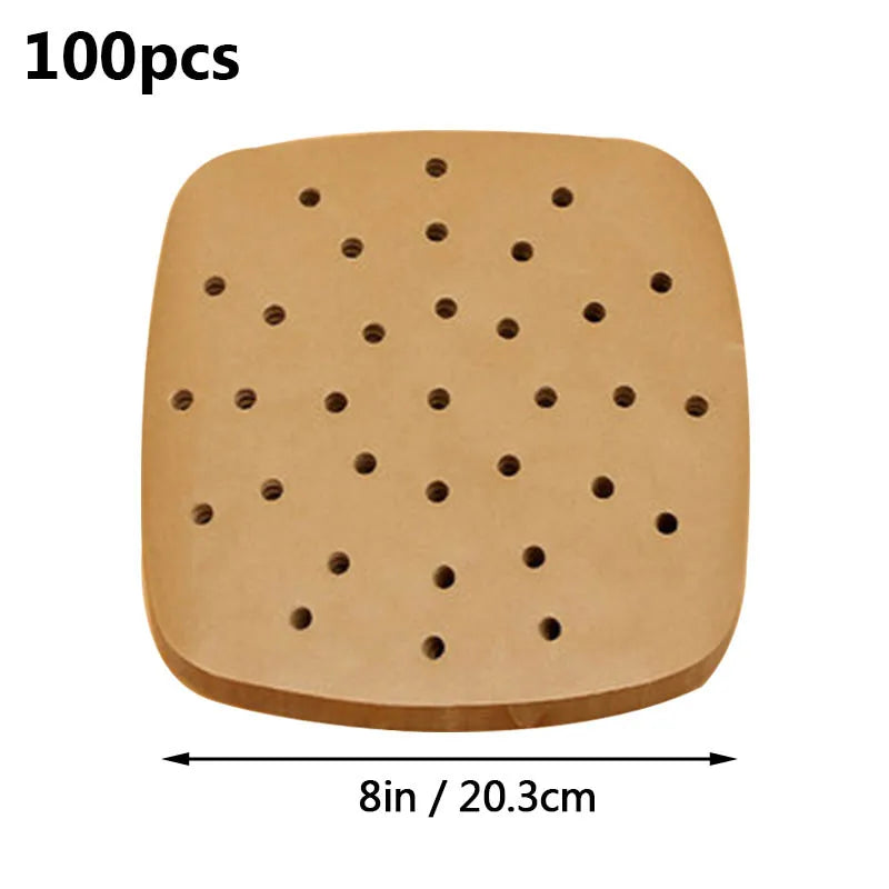 100pcs Air Fryer Liner Non-Stick Steamer Pad Baking