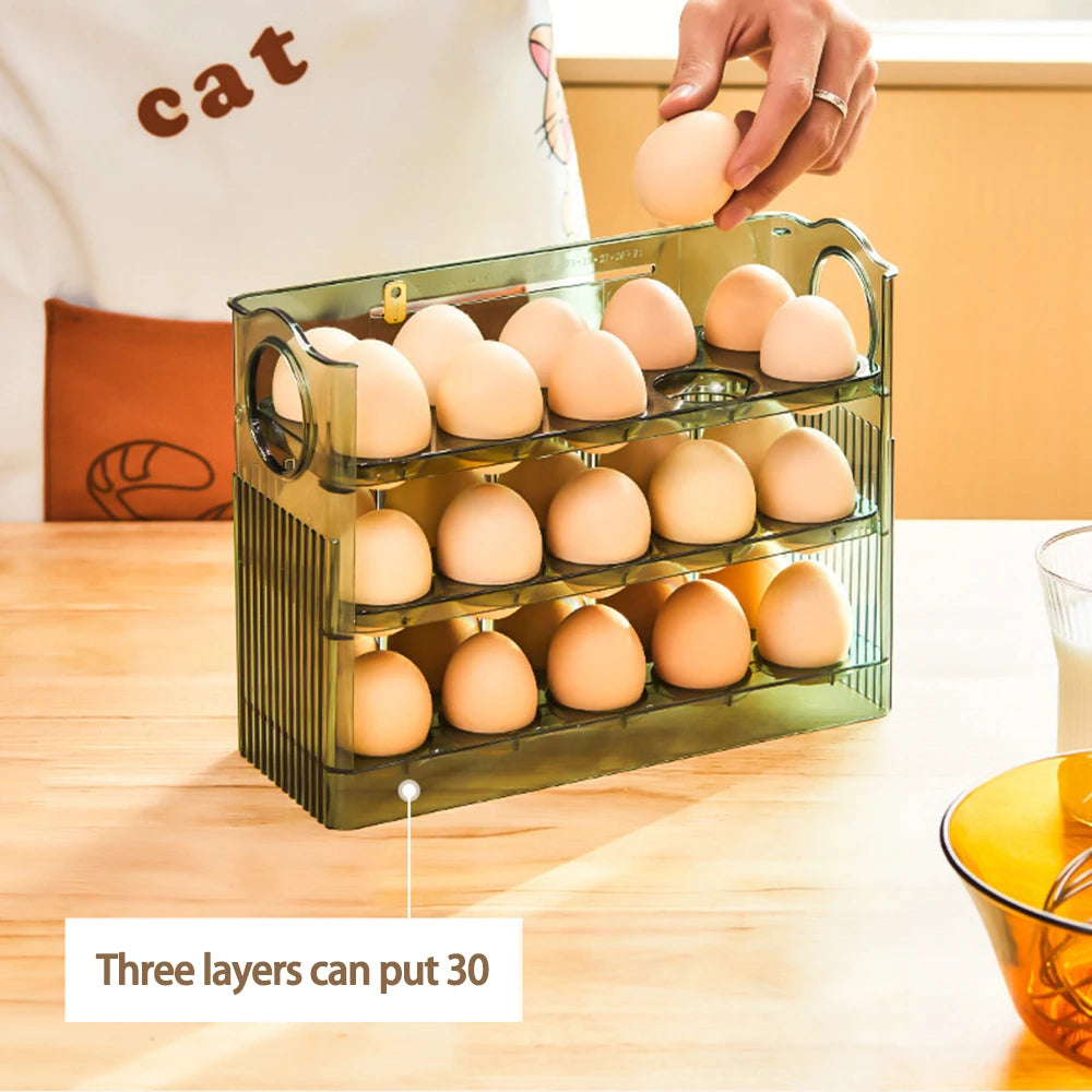 Three-Layer Flippable Egg Holder 30 Eggs Egg Storage