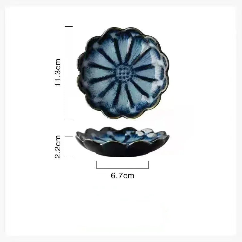 Japanese Ceramic Plate Retro Kiln Glaze Barbecue Mini