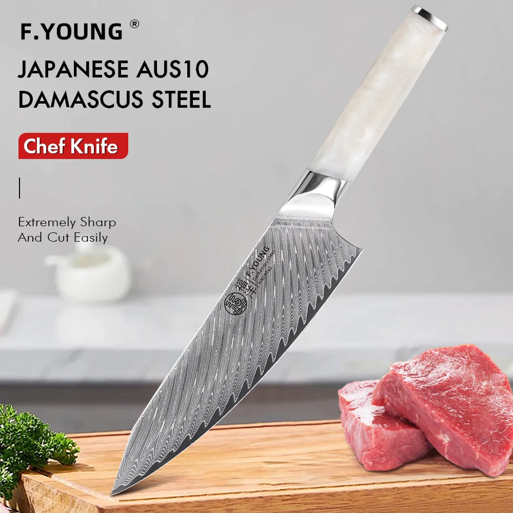 Young Japanese Chef Knife Damascus Steel Professional Knives