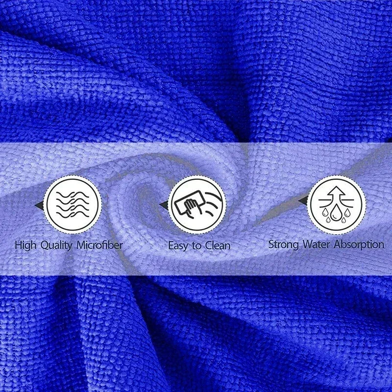 200pcs Microfiber Towels Car Wash Drying Cloth Blue