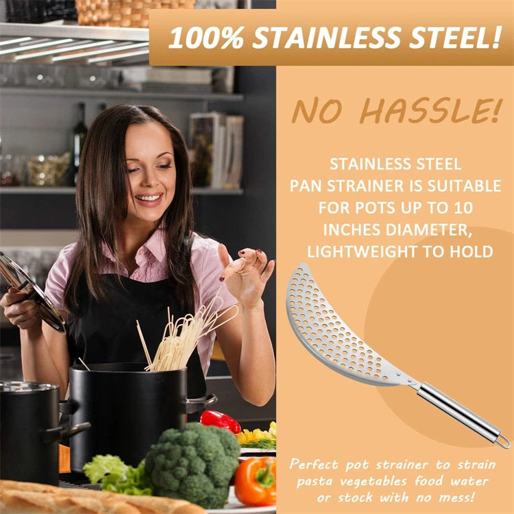 Lmetjma Stainless Steel Pot Strainer Handle Pasta Strainer