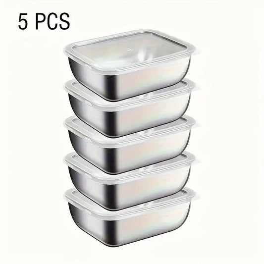 5pcs Stainless Steel Food Storage Stackable Meal Prep