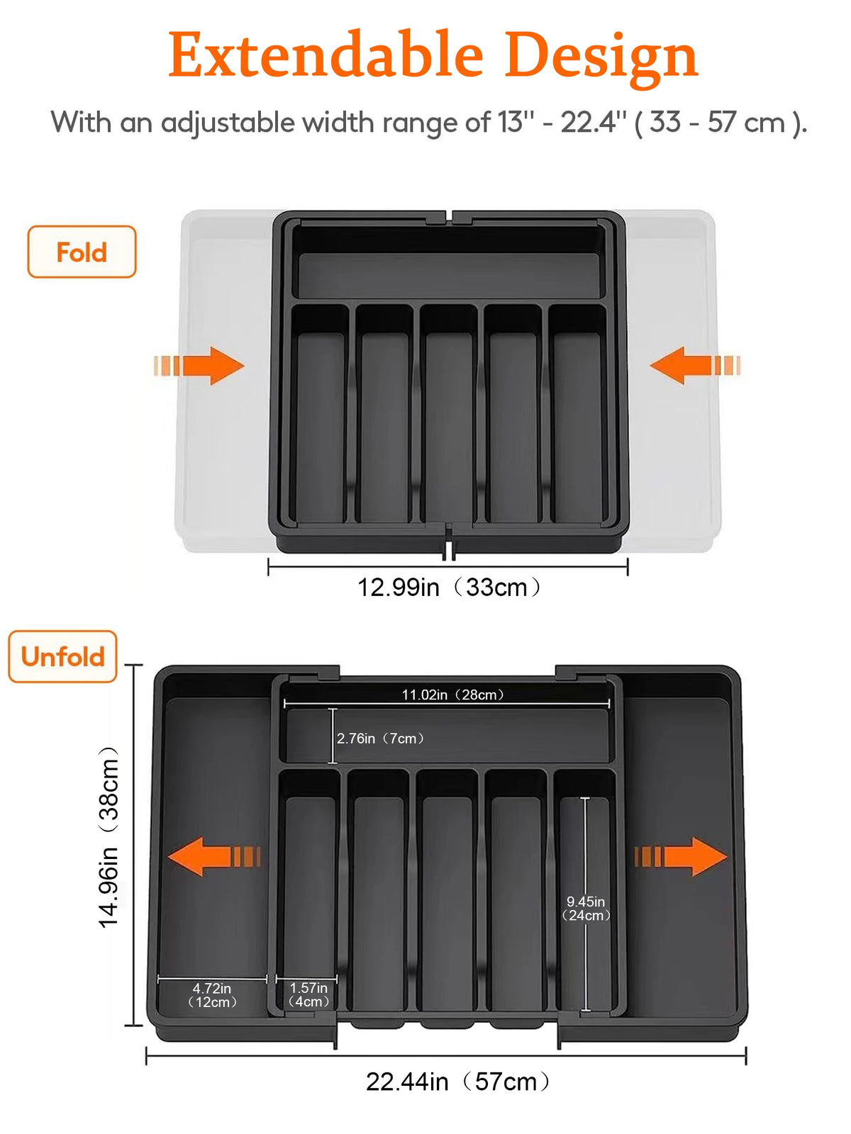 Expandable Drawer Organizer - Adjustable Retractable Cutlery