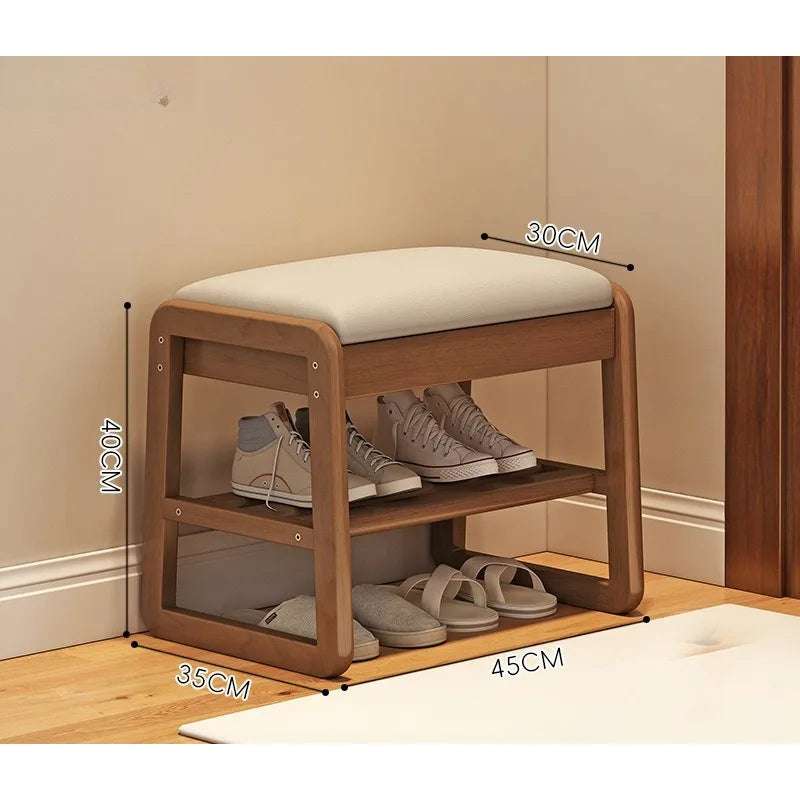Solid Wood Storage Shoe Exchange Stool Solid Wood
