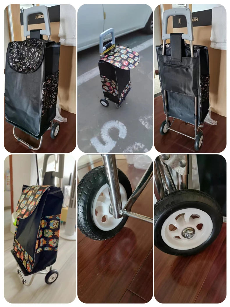Foldable Shopping Cart Installation Grocery Stainless Steel
