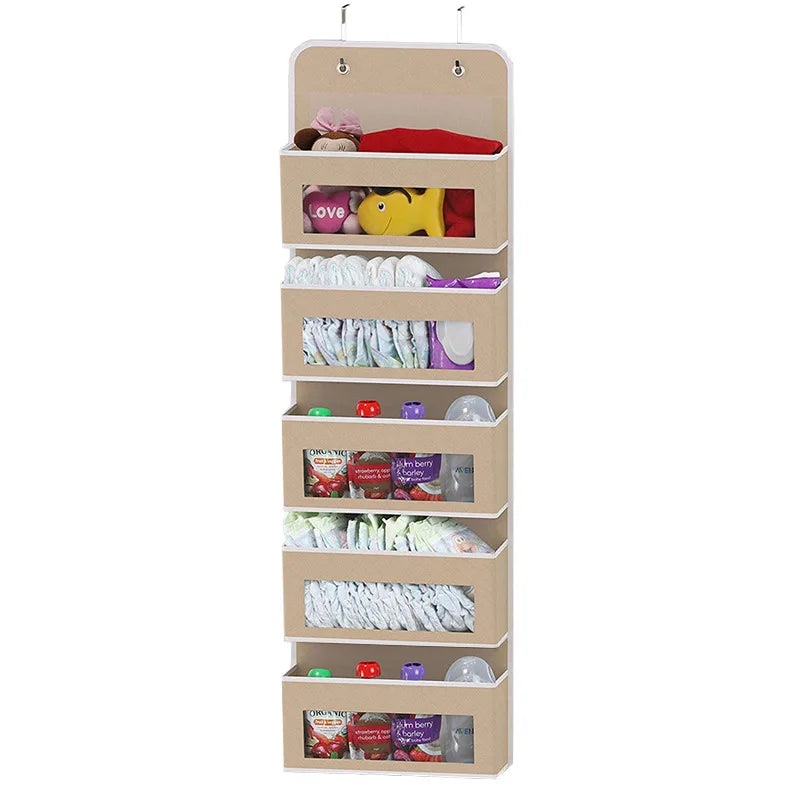5-Shelf Hanging Storage Organizer - Behind Door Anti-Tilt