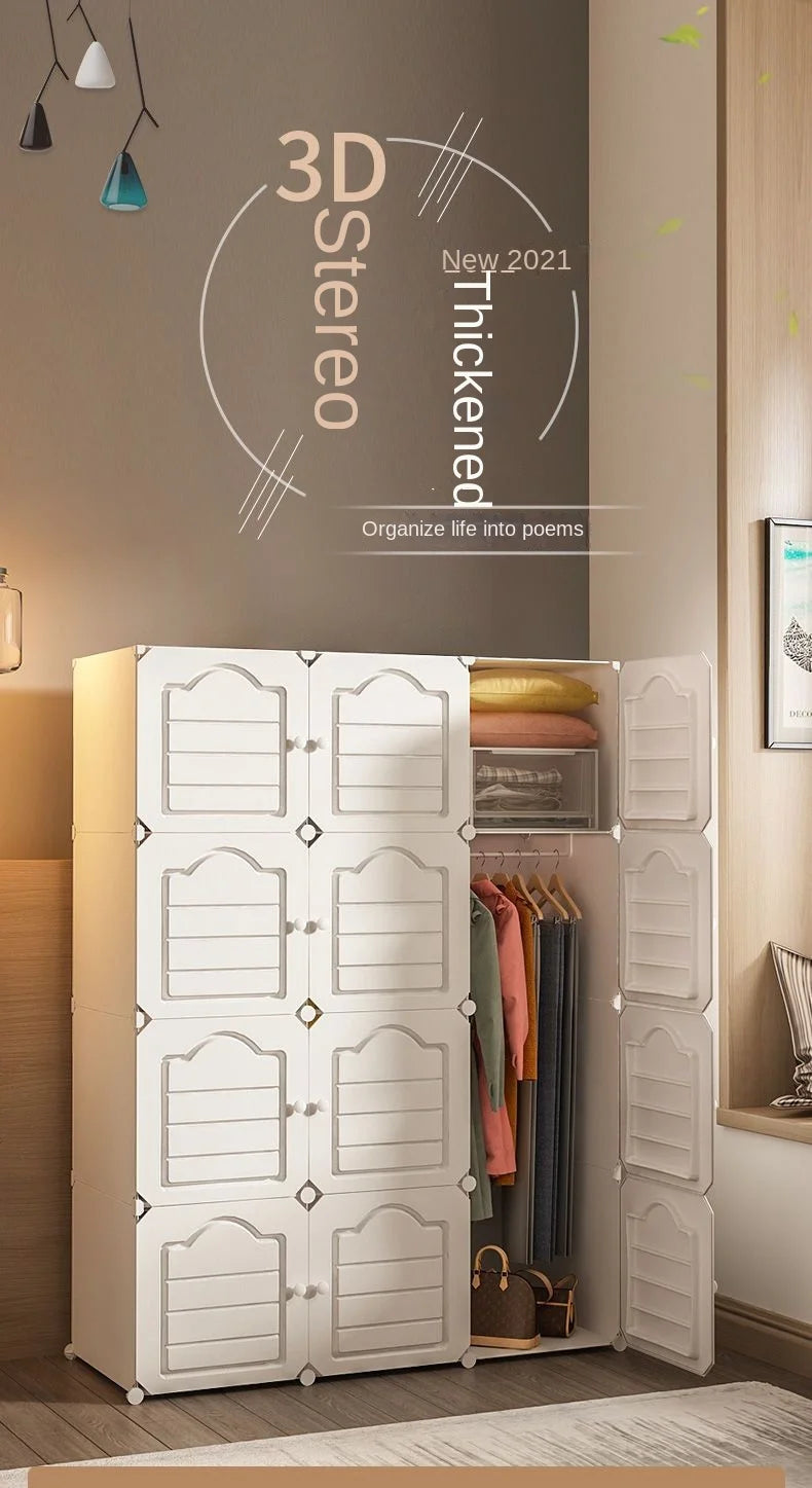 Bedroom Dustproof Clothes Cabinets Plastic Collapsible Durable