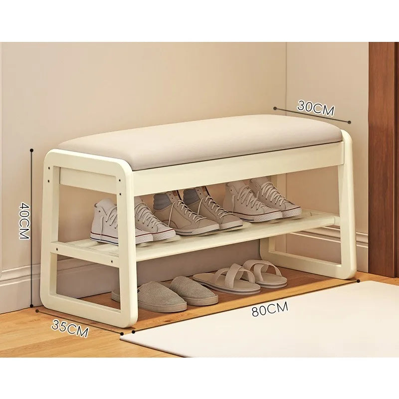 Solid Wood Storage Shoe Exchange Stool Solid Wood