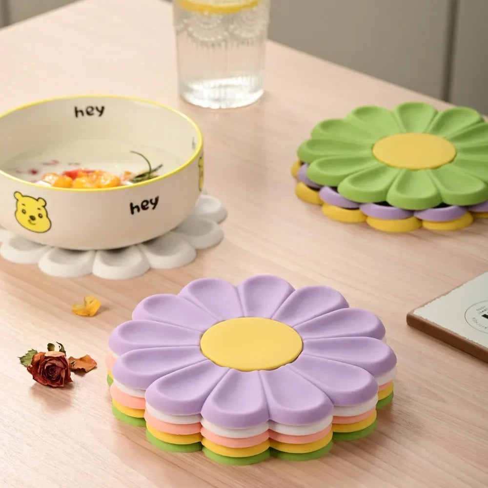 Flower Heat Resistant Silicone Mat Drink Cup Coasters