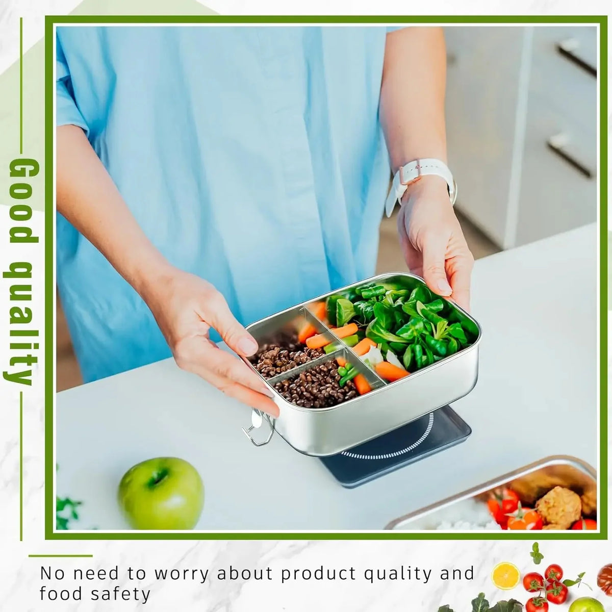 Stainless Steel Lunch Box Kids Adults Leak-Proof Bento