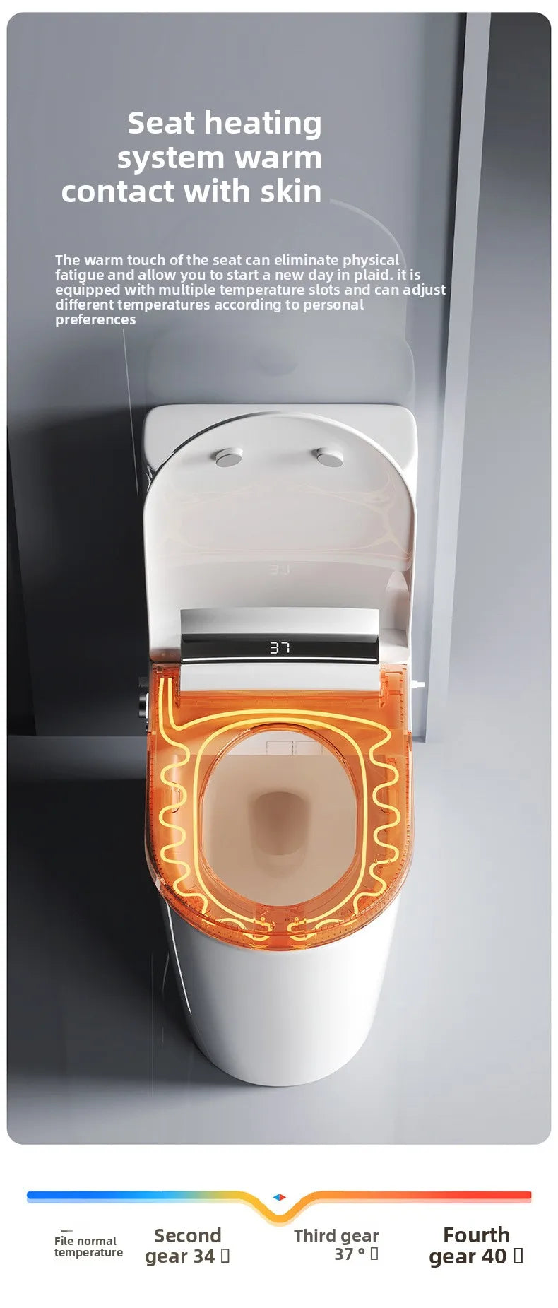 Auto Flip Smart Toilet Seat Cover Heating Cleaning