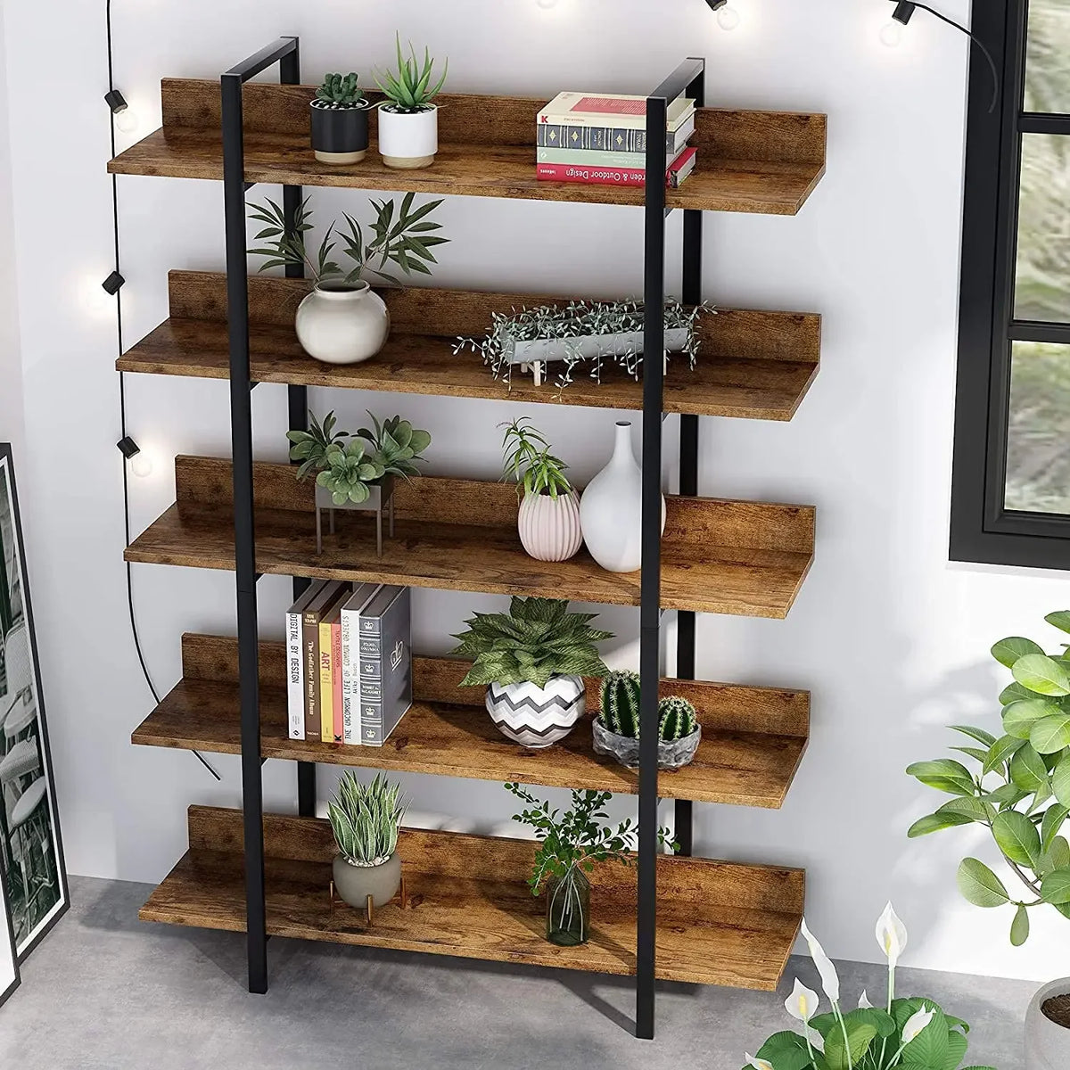 Tribesigns Bookshelf Storage Rack Standing Shelf Tier Industrial