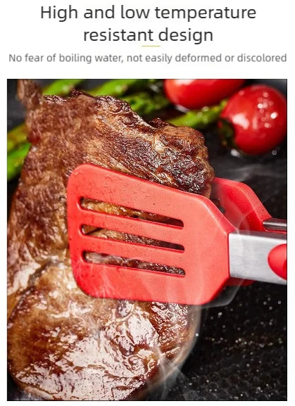 Cooking Non-Stick Tongs Stainless Steel Handle Utensil Pizza