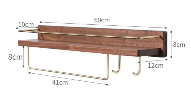 Wooden Towel Rack Roll Holder Wall Mounted Shelf