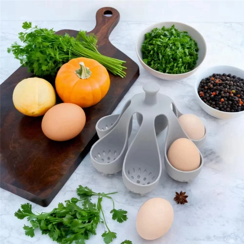 1/2pc Silicone Egg Boiler Rack 4/6 Hole Egg