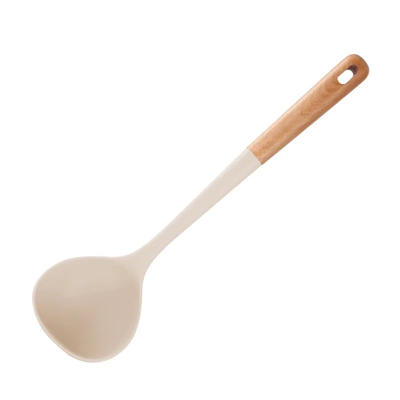 Silicone Cooking Utensils Durable Hardwood Handle Heat Resistant