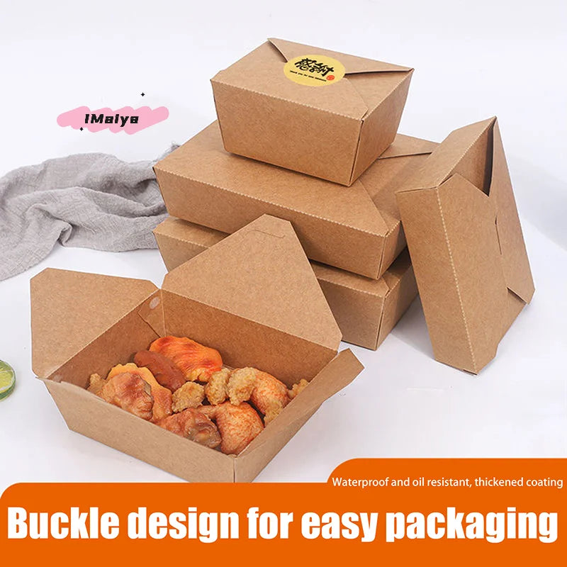 10pcs Disposable Fast Food Boxes Thickened Kraft Paper