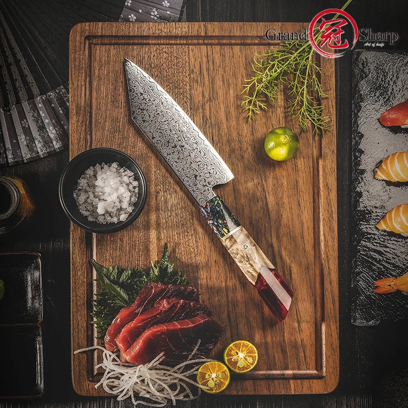 Grandsharp Inch Japanese Bunka Knife 67 Layers Damascus