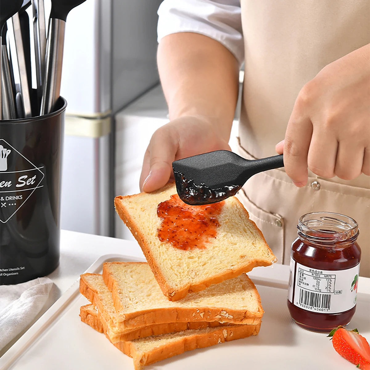 15pcs Silicone Kitchenware Stainless Steel Handle Cooking