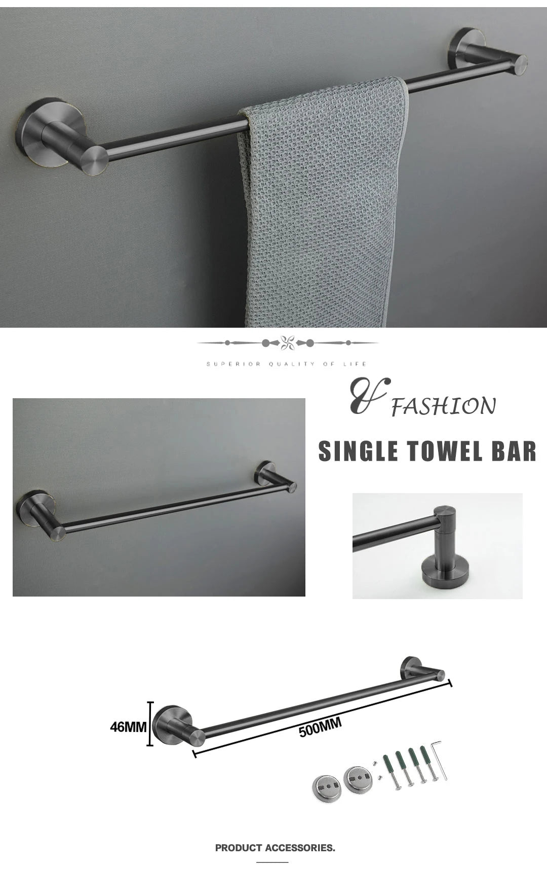 Gray Bathroom Hardware Cup Rack Towel Rack Toilet