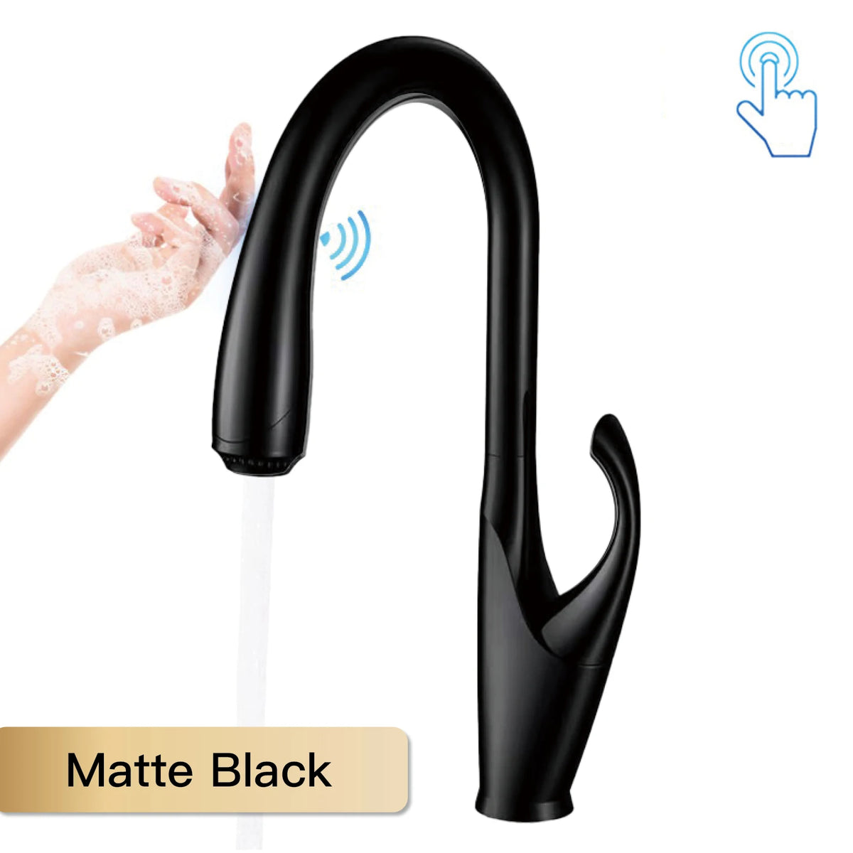 High End Touch Black Faucet Brass Pull Out