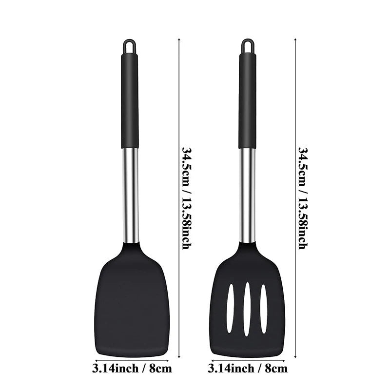 2pcs Silicone Spatula Heat Resistant Nonstick Steak Spatula