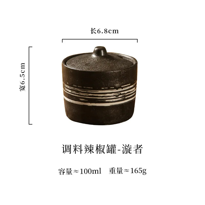 Japanese Style Vintage Ceramic Seasoning Jar Chili Storage