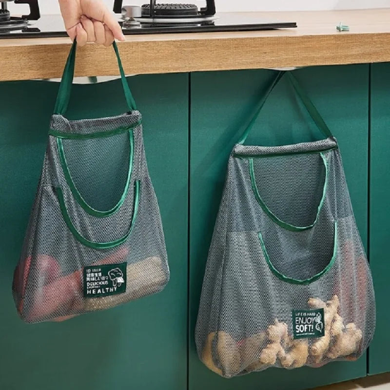 Hanging Breathable Mesh Produce Storage Bag Handheld Vegetable