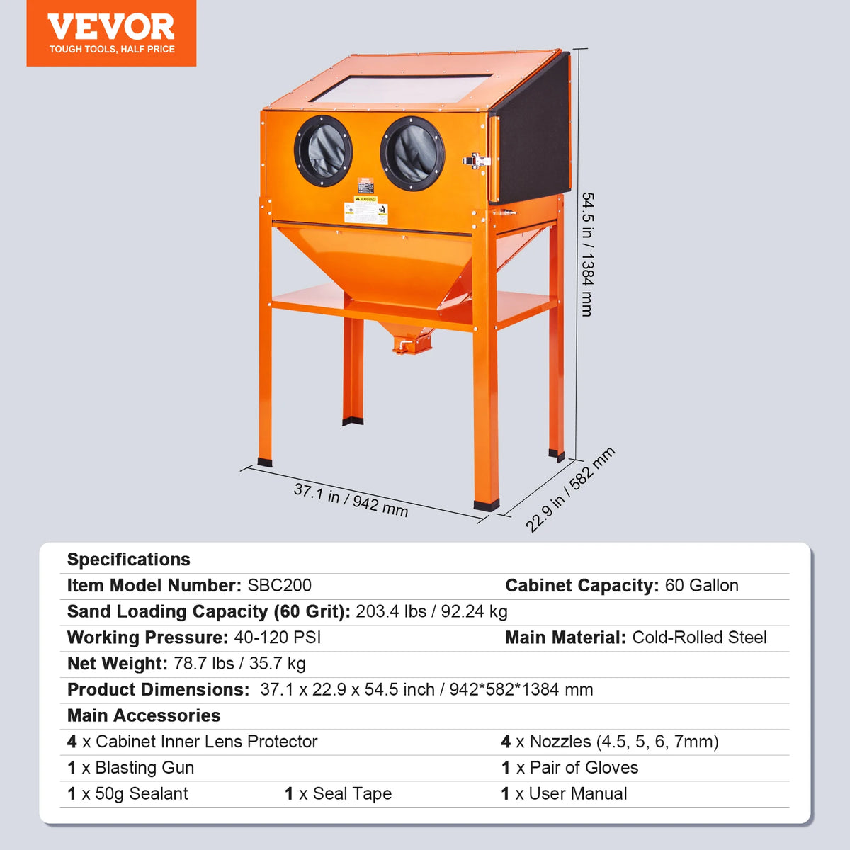 Succebuy 25/40/60 Gallon Sandblasting Cabinet Benchtop Sand