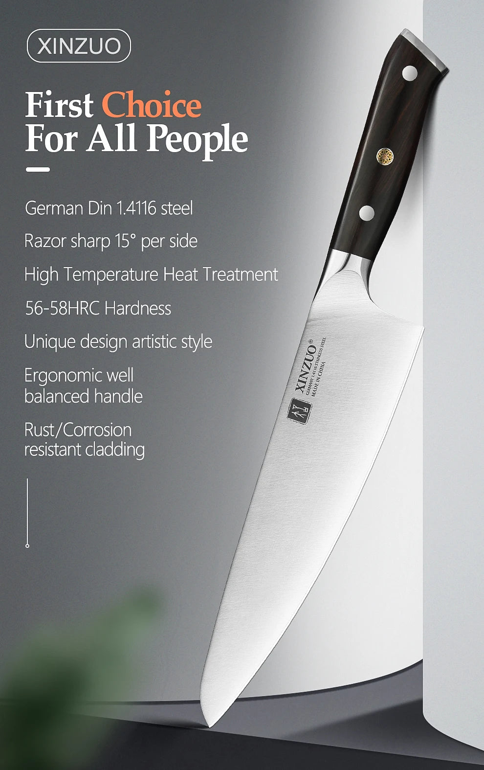 Xinzuo Inch Chef Knife German 4116 Steel Profesional