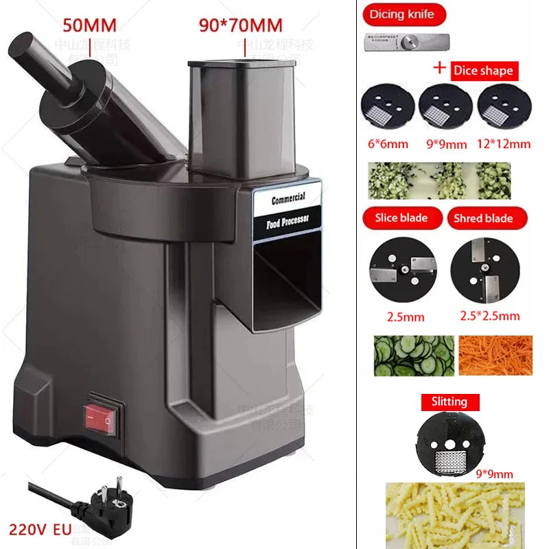 220v 3-In-1 Vegetable Cutter Dual Feeder Newly Upgraded