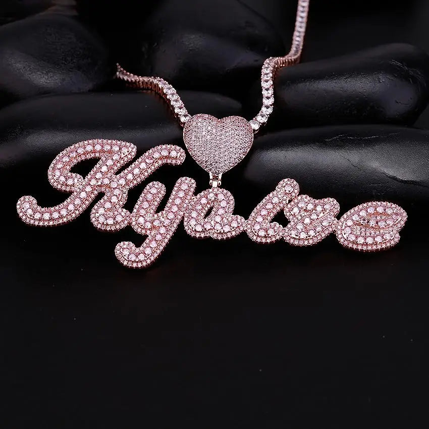 Bling King Heart Bail Custom Brush Script Bubble