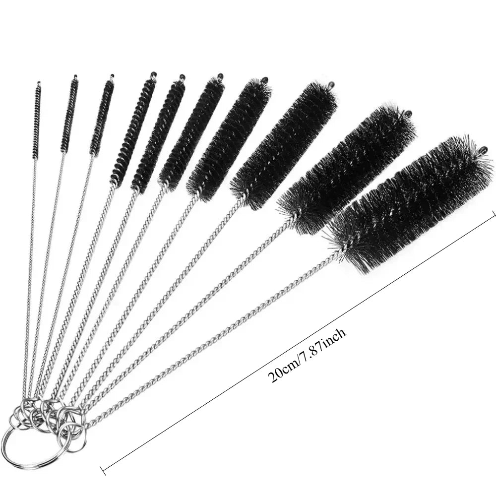 10-Pack 20cm Stainless Steel Bottle Cleaning Brushes Reusable