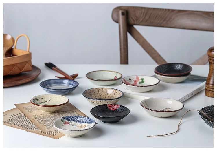 Ceramic Seasoning Dish Japanese Willow Porcelain Taste Dish