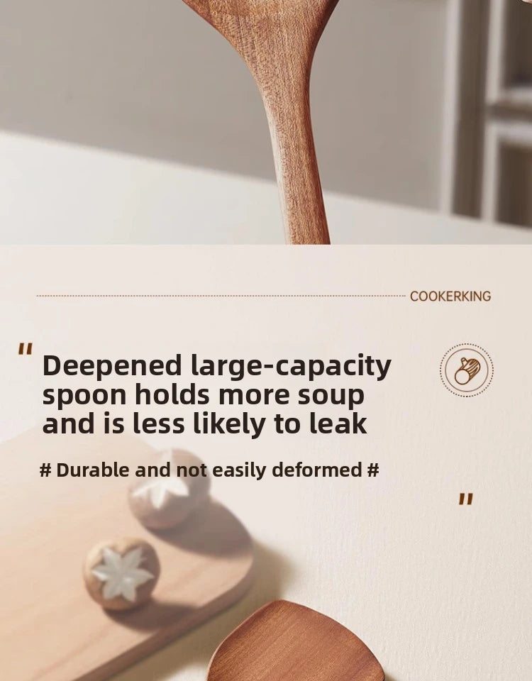 Cooker King Ebony Wood Cooking Utensils Heat Resistant