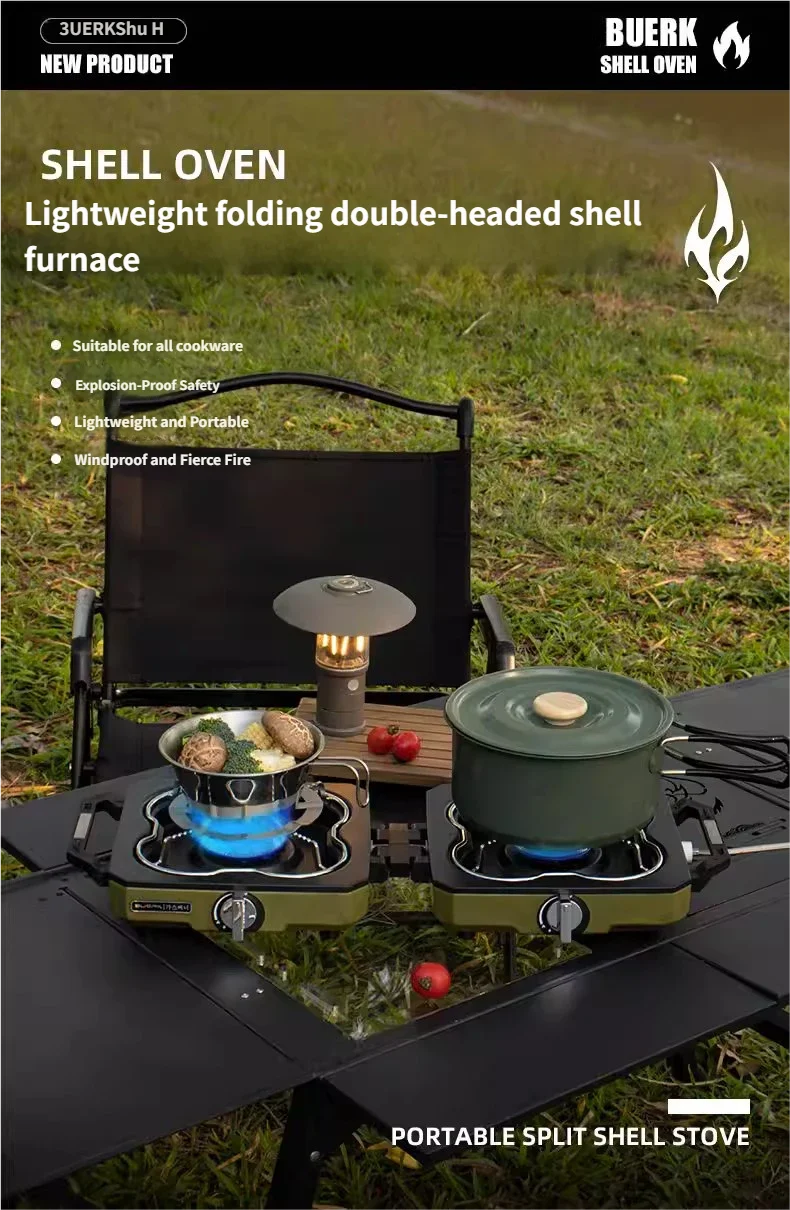 Buerk Foldable Camping Stove Lightweight Outdoor Cooking Double