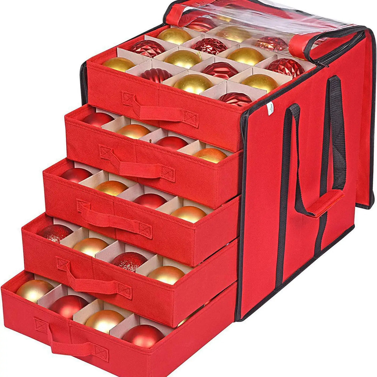 Christmas Ornament Storage Box Container Bin Dividers Drawer
