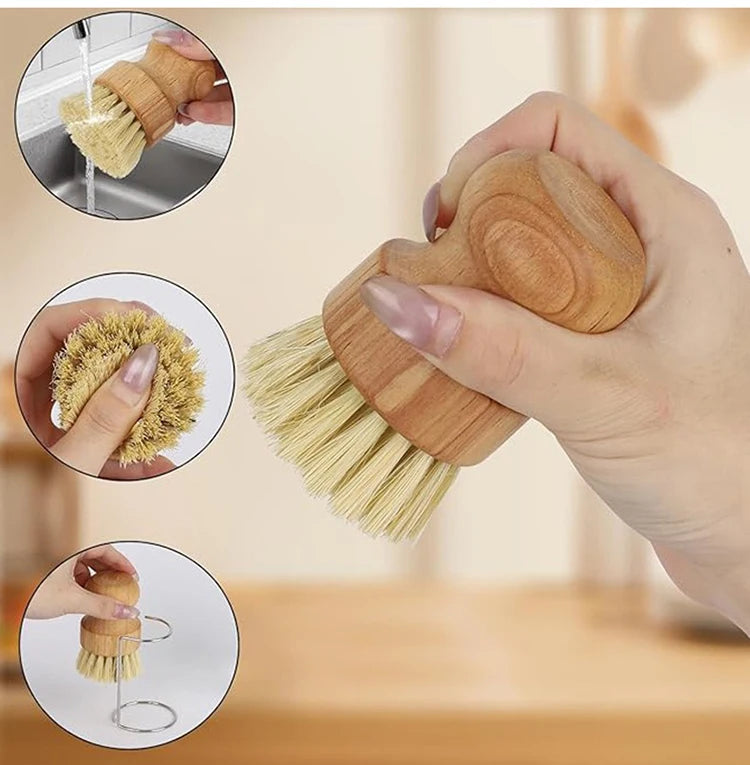 Wooden Dish Brush Natural Sisal Coconut Durable Cleaning