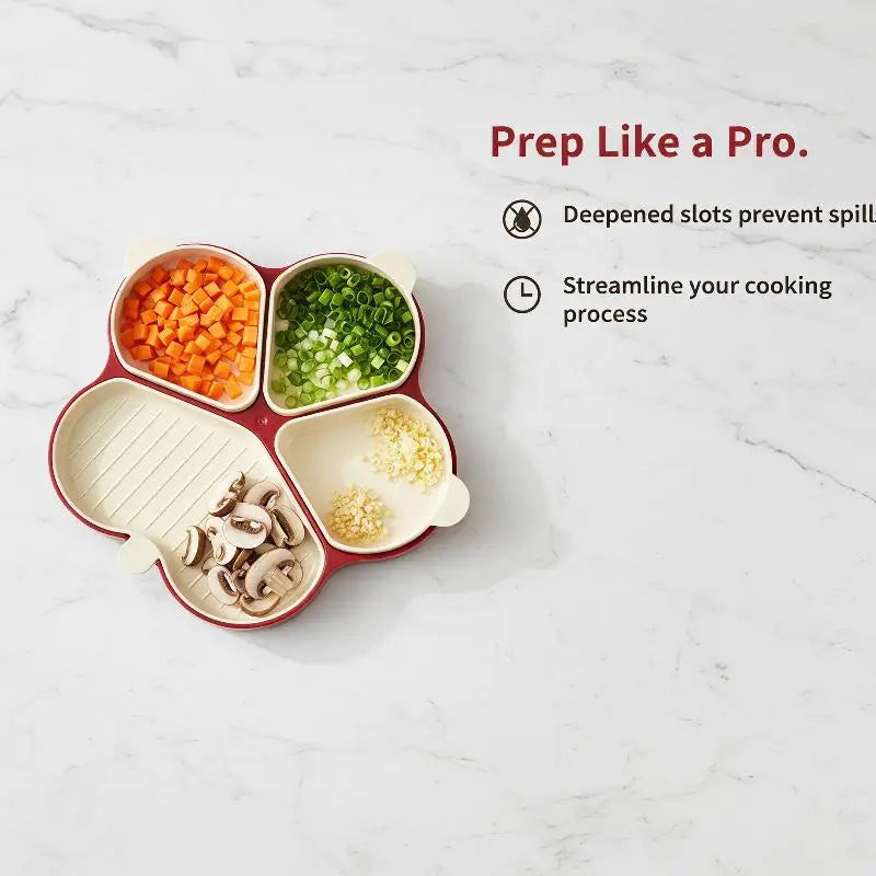 Multi Compartment Food Prep Tray Detachable Dividers Utensil
