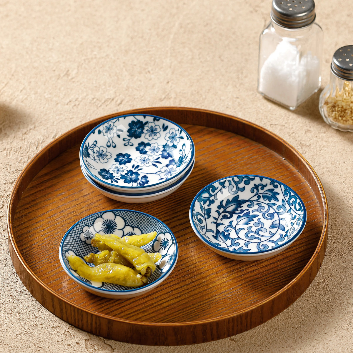 6pcs Mini Ceramic Sauce Dish Plate Retro Chinese