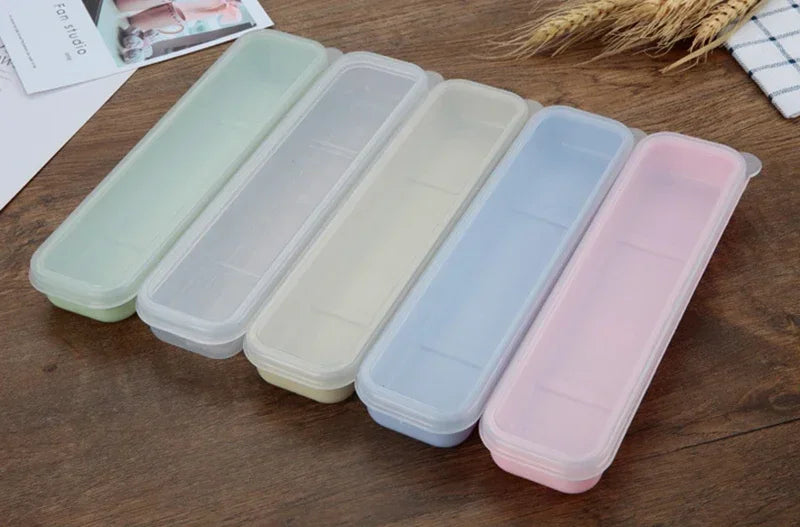 Travel Tableware Storage Box Transparent Cover Utensil Organizer