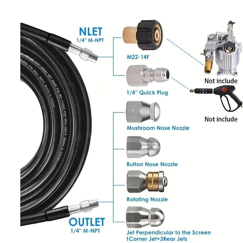 Sewer Jetter Kit 100 Ft Pressure Washer Drain