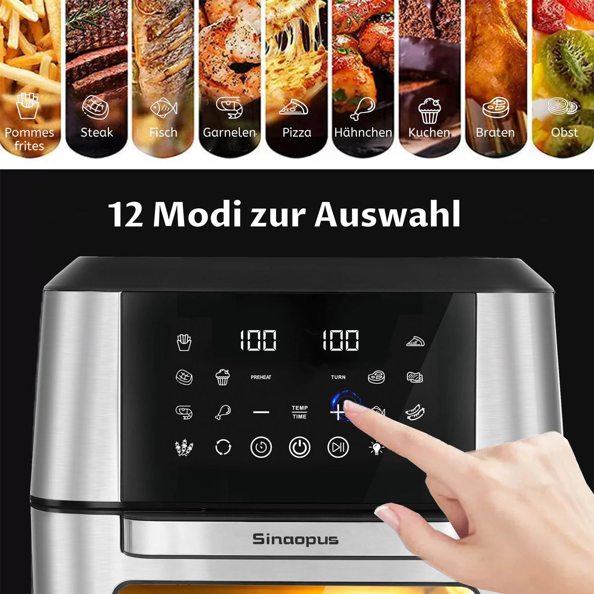 12l Air Fryer Machine Oilless Cooker Led Touch