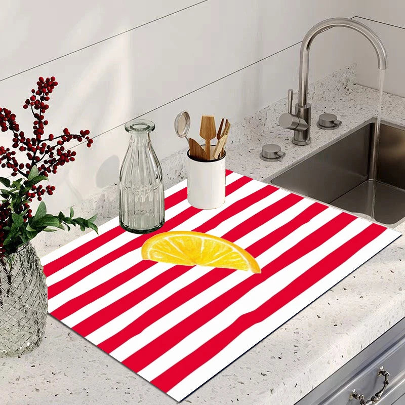 Absorbent Dish Drying Mat Counter Retro Sardine Tin