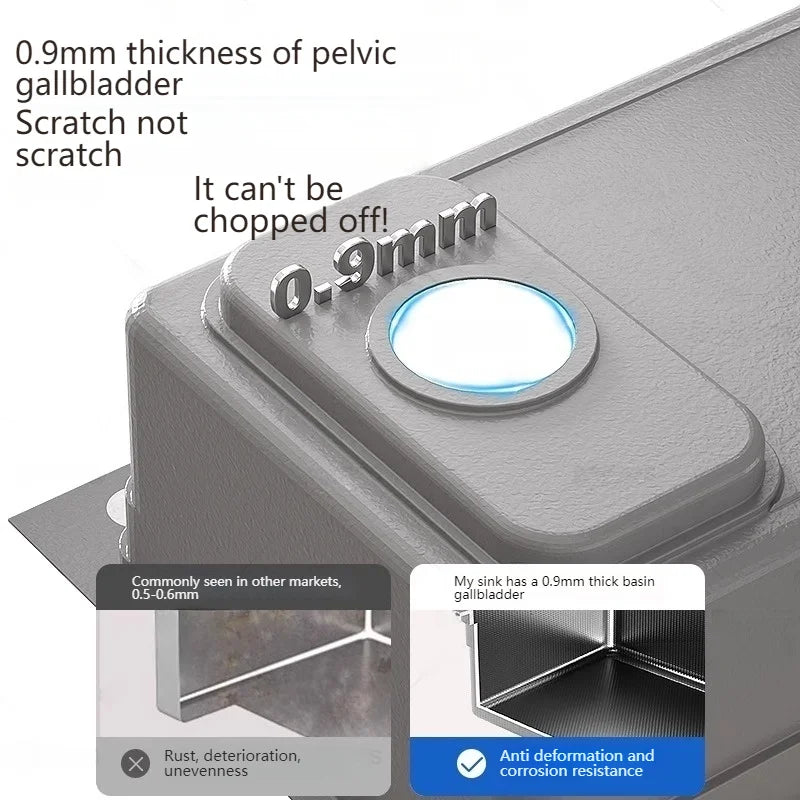 Stainless Steel Sink Gray Large Slot Wash Vegetables