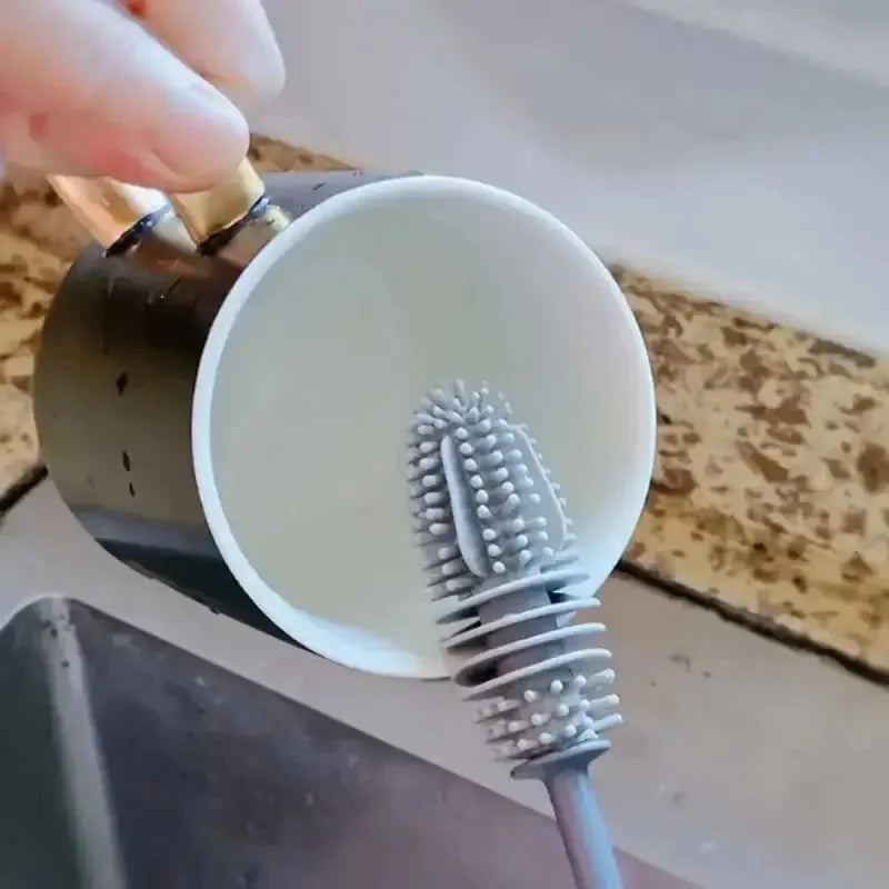 1/2pcs Long Handle Silicone Bottle Brush Cleaning Brush